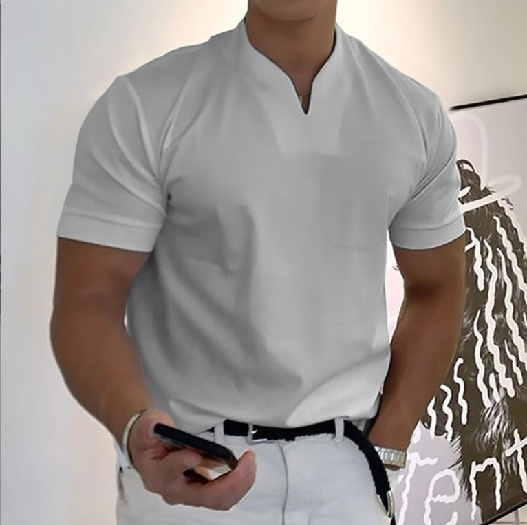 Jed | Men's Band Collar Pocket T-Shirt