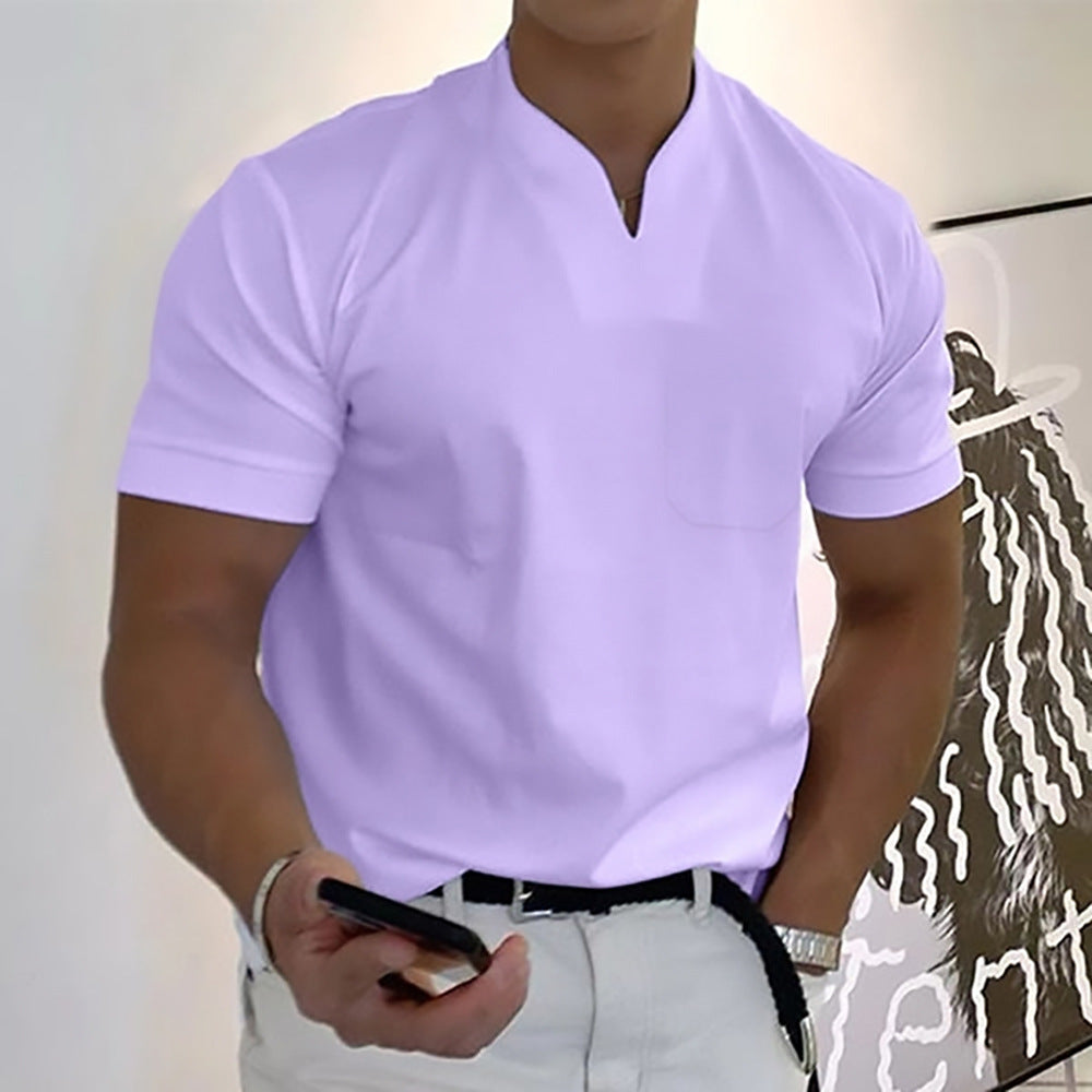 Jed | Men's Band Collar Pocket T-Shirt