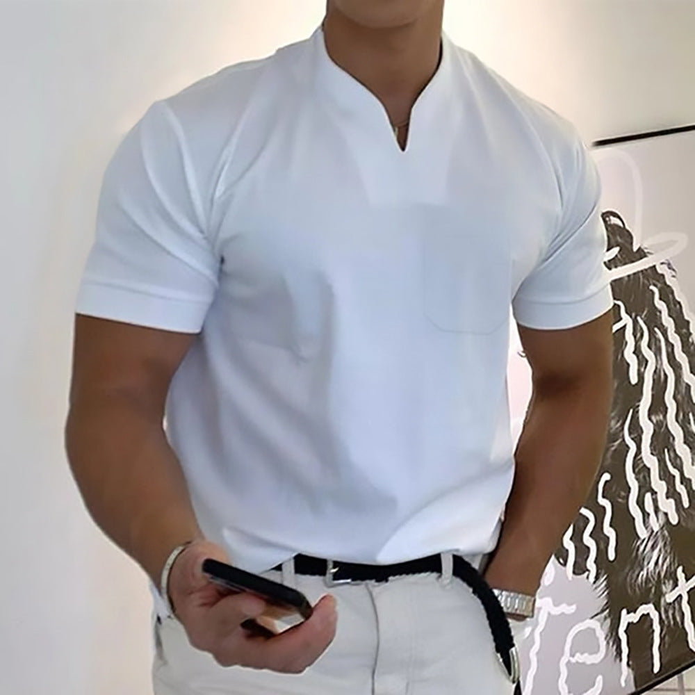 Jed | Men's Band Collar Pocket T-Shirt